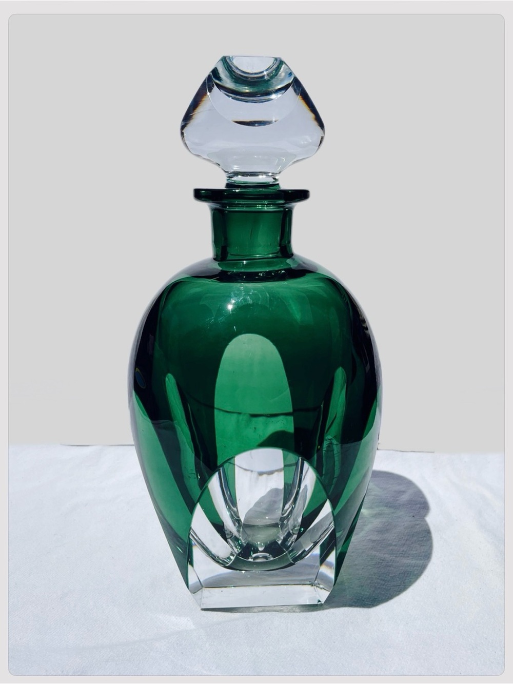 Val St. Lambert Cut to Clear Glass Crystal Decanter with Undamaged Stopper